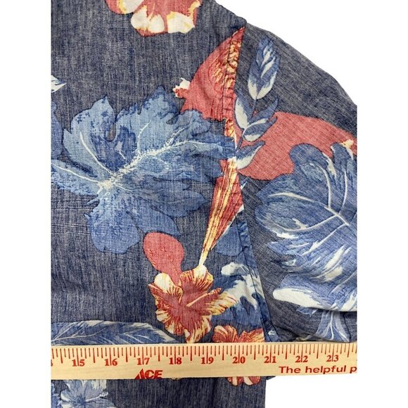 Denim & Flower Ricky Singh Reverse Print Floral Hawaiian Shirt Men's XL - Picture 6 of 10